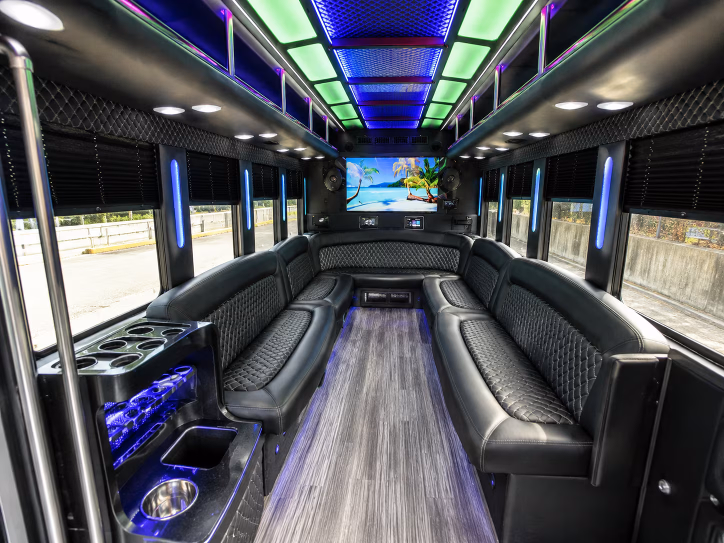 daly city 18 passenger party bus inside